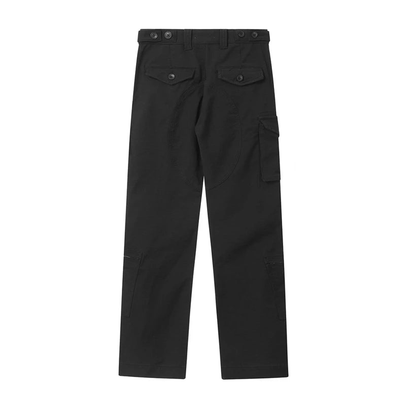 2023 new arrivals pocket zipper black hip hop men cargo jeans pants retro washed straight baggy cotton denim trousers pantalones unique cargo style 834