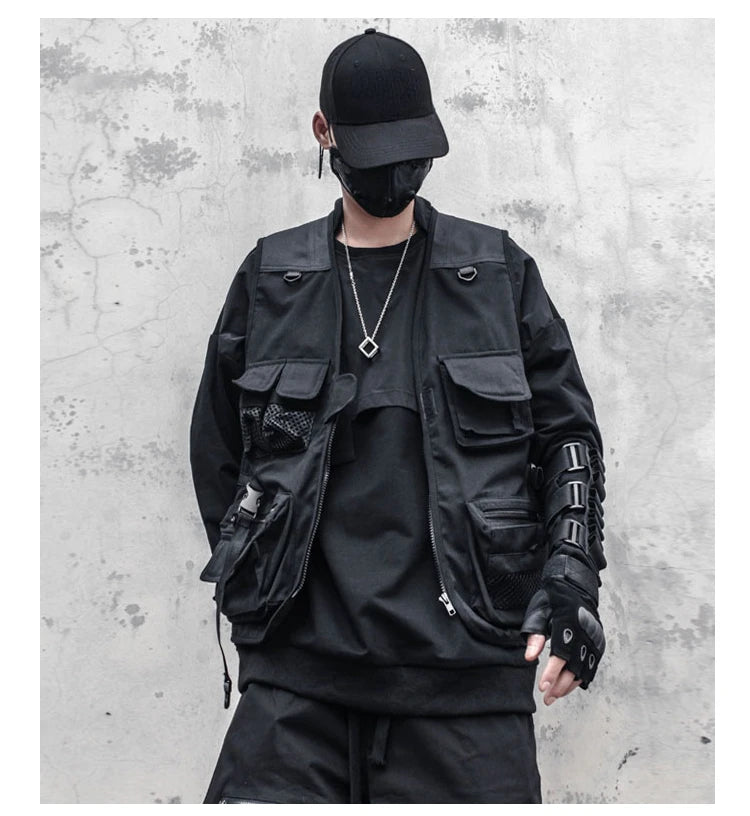 urban fashion featuring hip hop loose vest sportswear men casual cargo waistcoat with pockets military jacket coat streetwear tactical vests sweatshirts design – premium quality jacket for men