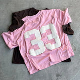 Cyberpunk Streetwear top – Trendy Oversize Pink 33 Graphic T Shirts Jersey College T Sh
