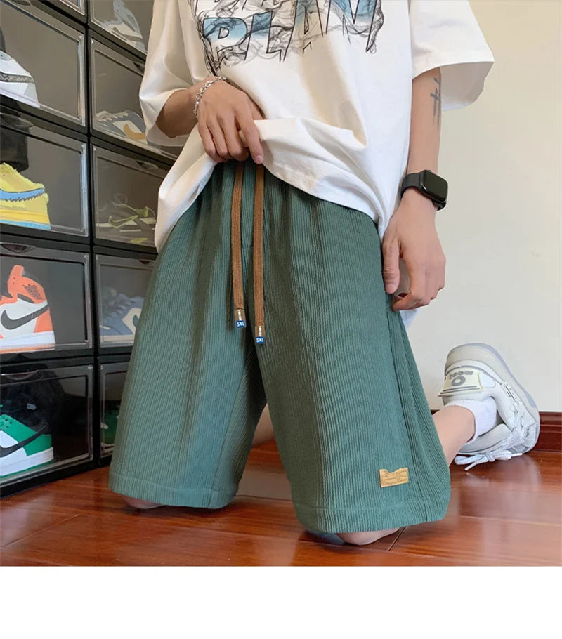 summer running baggy y2k shorts for men casual gym sport short pants threaded solid drawstring basketball bermuda masculina unique shorts style 3540
