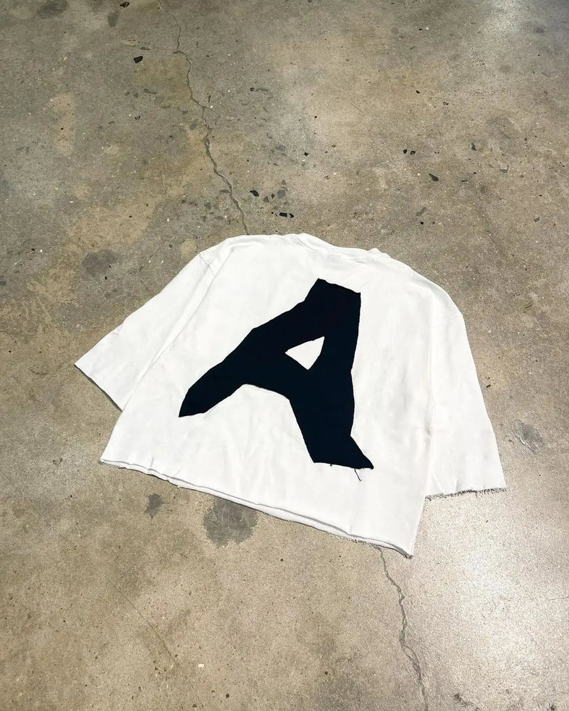Harajuku Aesthetic piece – Harajuku Hip Hop Letter Print Y2K Top Round Neck Cotton Shor
