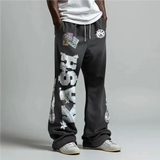 cargo pants men double elastic waist patchwork letter pattern y2k joggers men baggy hosen vintage casual sweatpants streetwear unique joggers style 717