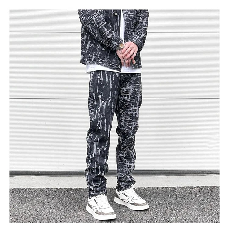 harajuku irregular scratched ripped holes denim jeans men zipper jeans hip hop streetwear new casual slim fit joggers jean pants unique joggers style 971