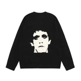varsity flame pullover for men with bold graphic knit design, perfect for 2025 fashion, street fashion menswear trend for sea