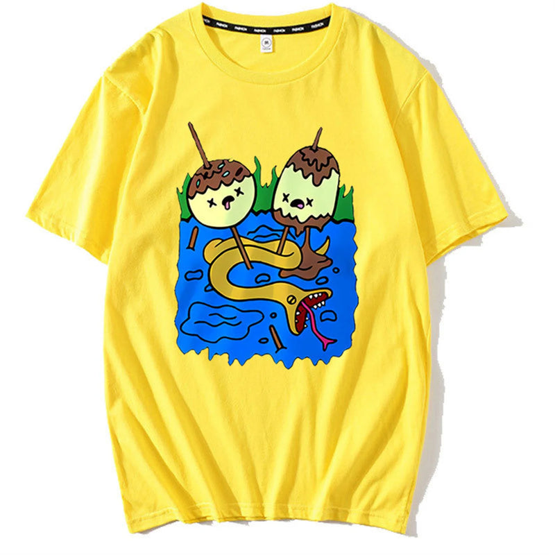 trapwear graphic tee featuring 2024 new summer round neck cartoon print high street t shirt tops
