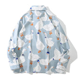 Dark Icon Full Printed Hawaiian Shirt Men Long Sleeve Turn-down Collar Shirts for Men