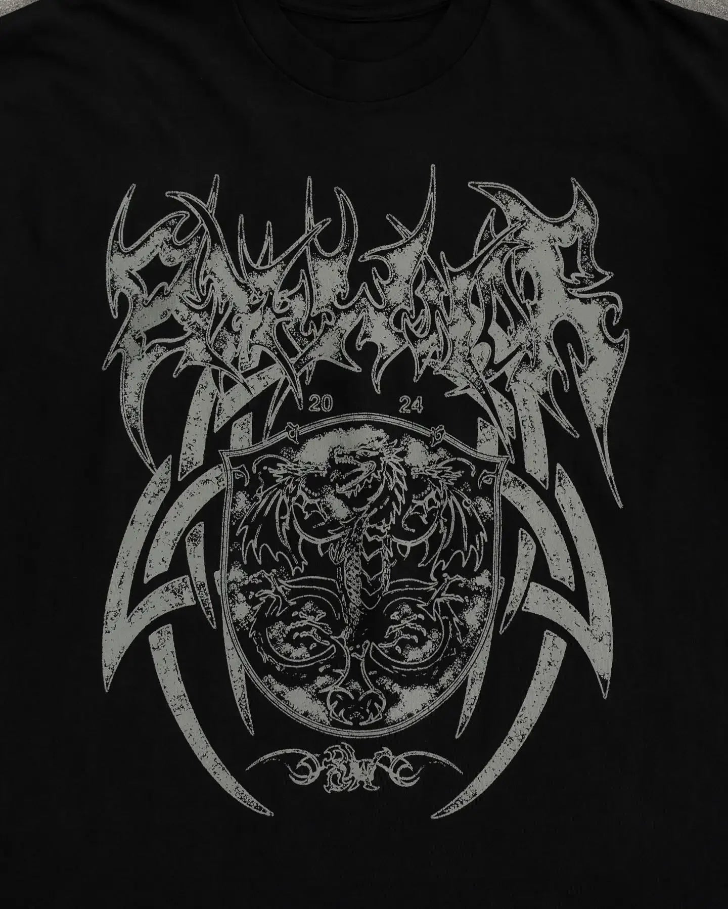 Cyberpunk Anime panel – American Trendy Gothic Dragon Letter Printed Oversized T Shi