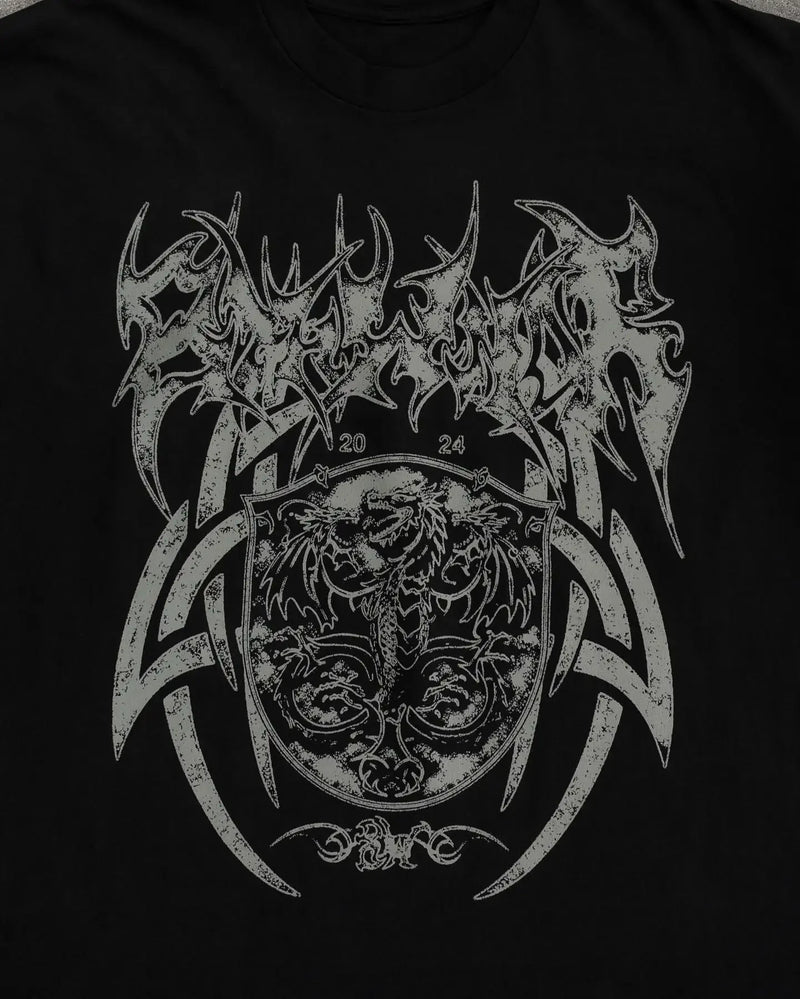 Cyberpunk Anime panel – American Trendy Gothic Dragon Letter Printed Oversized T Shi
