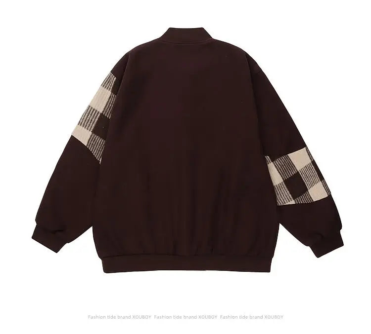 American Retro Jacket Mens Autumn Hong Kong Style Design Color Blocked