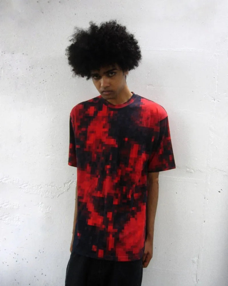 Oversized Printed Casual Fashion Round Neck Pure Cotton Top Men Y2k American Street Harajuku Retro Loose Short-sleeved Women