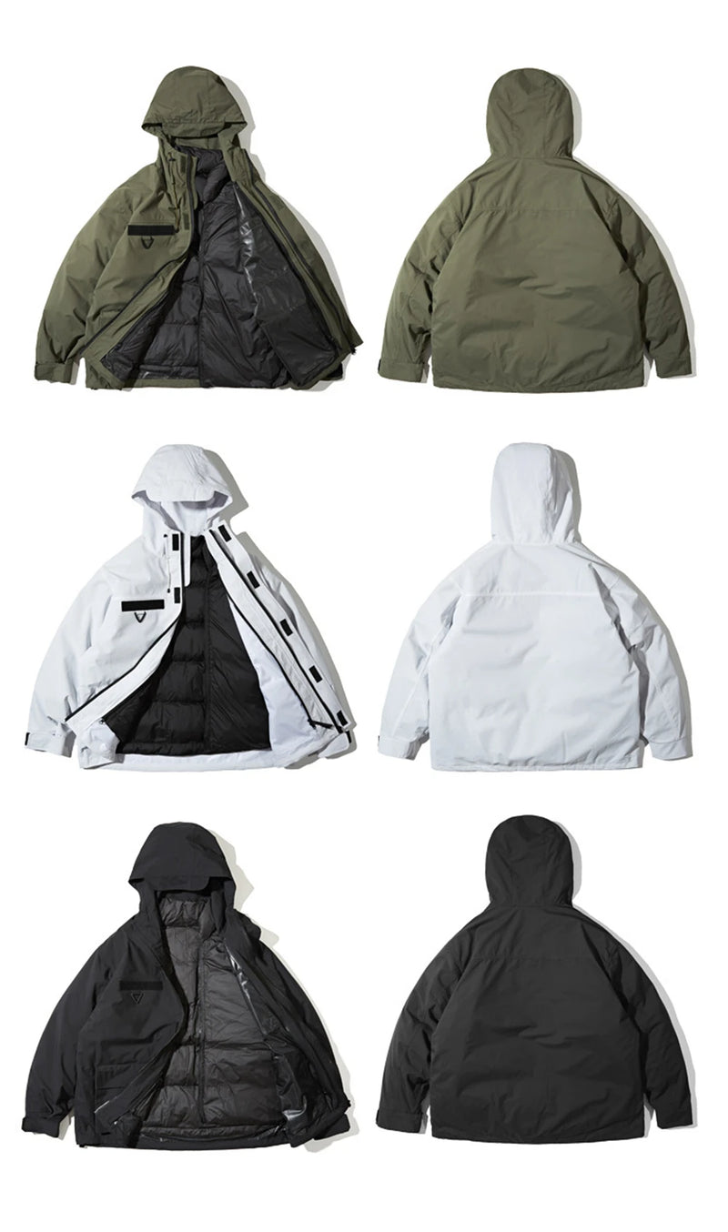 Men's Cargo Down Jackets Windbreaker 2023 Winter Outdoor 90% White Duck Down Jacket Warm Coat For Men Thick Outwear Streetwear