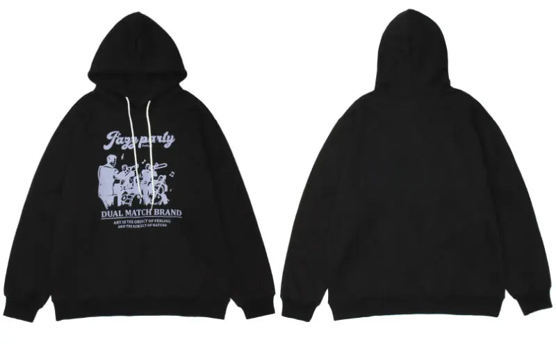 Y2K aesthetic drop featuring hip hop hoodie sweatshirt streetwear men vintage cartoon band printed cotton hooded 2023 winter harajuku pullover hoodie black