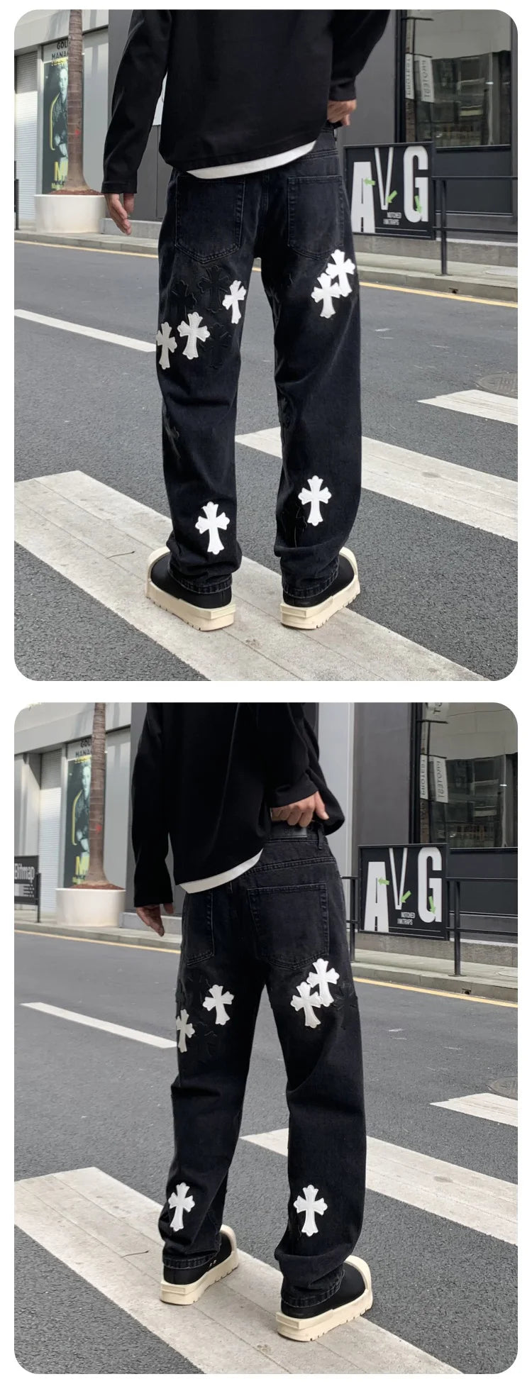 men embroidery streetwear brand fashion hip hop loose casual straight motorcycle denim jeans pant cityboy y2k jeans trousers unique jeans style 2495