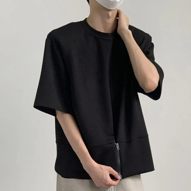 Harajuku Melting smiley – 2024 Mens Retro Shoulder Pad Short Sleeve T Shirt Loose O Ne