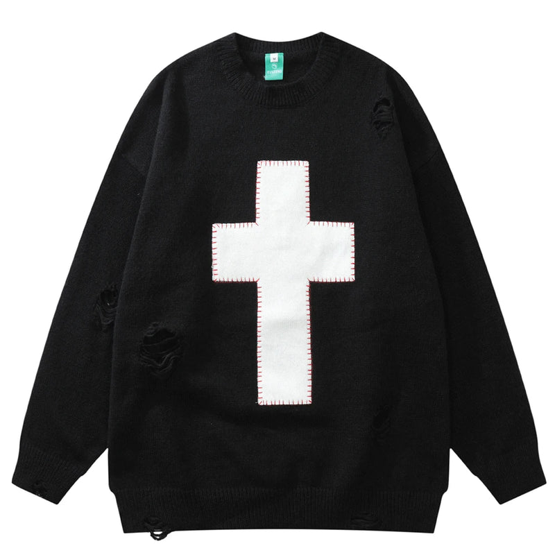 varsity flame pullover for men with bold graphic knit design, perfect for 2025 fashion, street fashion menswear trend for sea