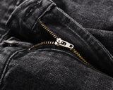 retro washed denim mens jeans pants fashion graffiti patchwork loose biker black jeans streetwear hip hop casual straight pants unique jeans style 5261