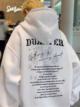 Autumn Mens Goth Letter Printed Pullover Hoodies Y2K Streetwear Fashio