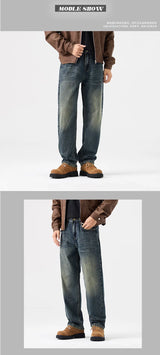mens streetwear fashion loose casual plus size straight wide leg denim baggy jeans pants boyfriend jeans trousers unique jeans style 2929