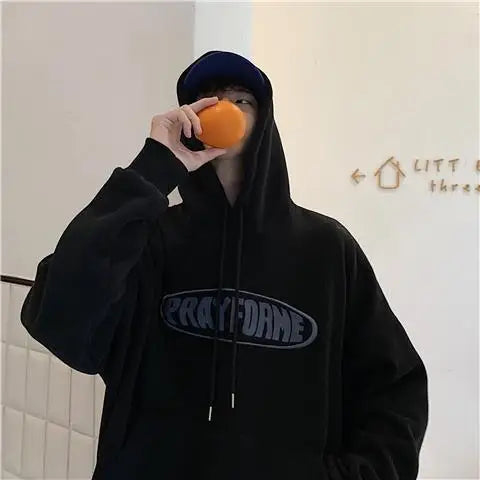Trendy American Ins Green Hooded Sweatshirt for Men in Autumn 2024 New Trendy Brand Loose Y2K