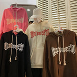 Autumn Vintage Gothic Letter Foam Printed Hooded Sweatshirts Hombre