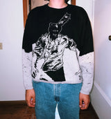 oversized flame jumper with bold print, ideal for photo-ready Y2K streetwear layering, street fashion menswear trend for seas