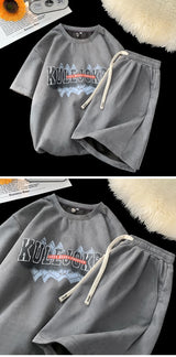 Sadcore Chrome logo – Stylish New Suede Short Sets Hip Hop Street Letter Printing