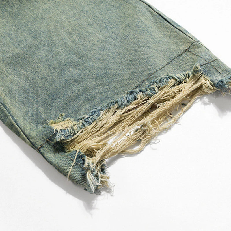 men vintage jeans distressed retro loose straight denim pants 2024 man ro style jeans trousers unique jeans style 711