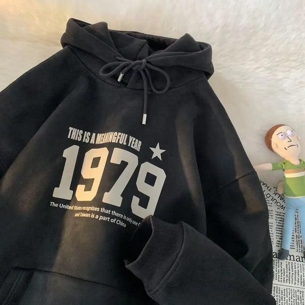Winter New Korean Men's Hooded Sweatshirt New Niche Ins Harajuku Style Personality Loose Casual Y2K Couple Thickened Jacket Top