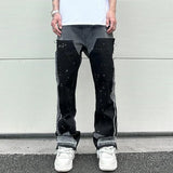color washed denim mens jeans pants fashion graffiti patchwork loose biker red jeans streetwear hip hop casual straight pants ripped baggy denim