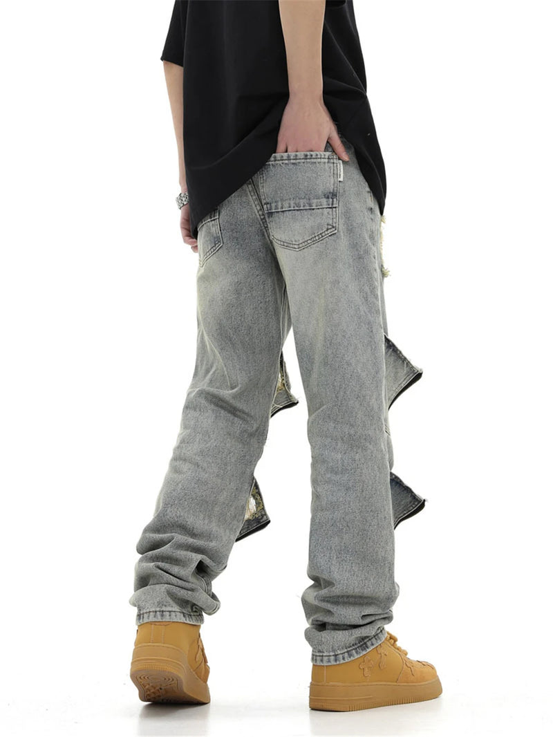 2024 ripped jeans high street straight trousers destroyed hole baggy denim pants vintage retro hip hop 1 unique jeans style 4629