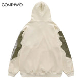 Hip Hop Men Hoodie Sweatshirt Y2K Embroidery Skeleton Skull Patch Punk