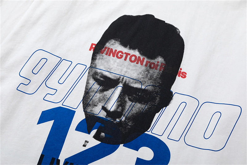 SS24 Vintage gymGnostic 123 Portrait Letter Print High-Street Casual White Loose Cotton Long Sleeve T Shirt Pullover Sweatshirt