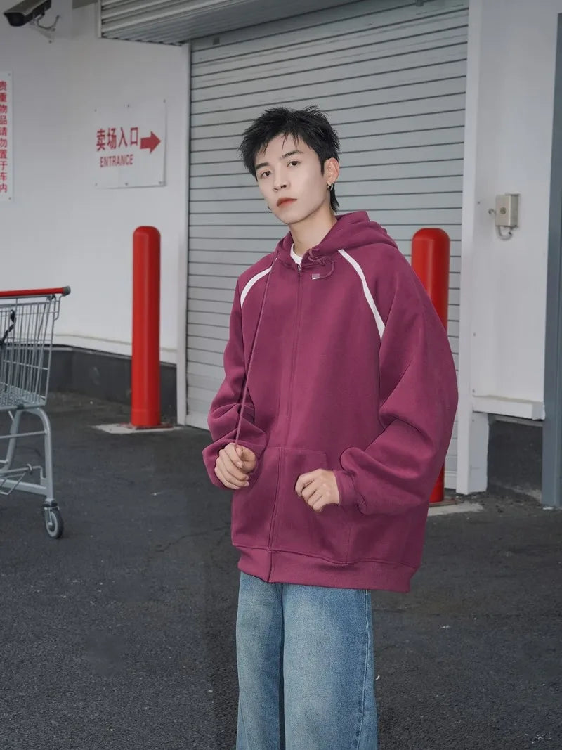 Heavy Weight American Hoodie Mens Spring Autumn 2024 Color Blocking Lo
