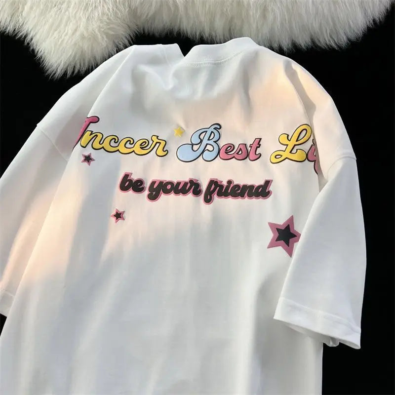 Gothic Streetwear – Harajuku Japanese Cartoon Flying Stars Cute Graphic T Shirts – Modern Streetwear for Everyone