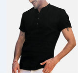 Summer Men‘s Stand collar Cotton-Linen Quality Casual Fashion Shirt For Men