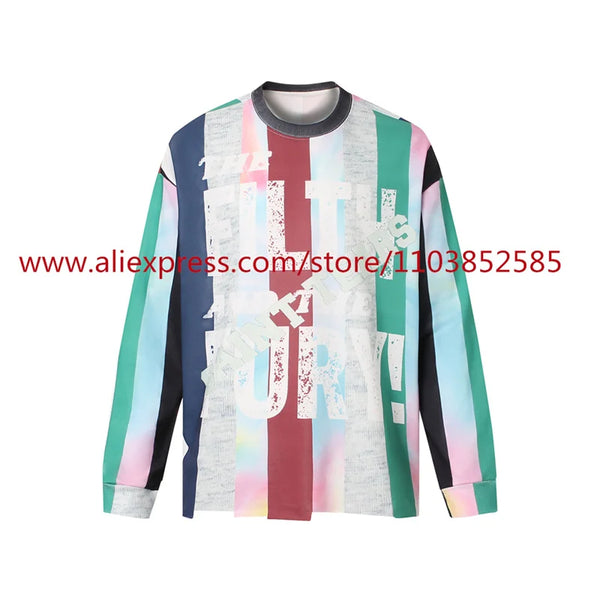 Autumn American Vintage Men's Long sleeved T-shirt with Full Printing Of Letters And Numbers Oversize Base Shirt Trendy Tops