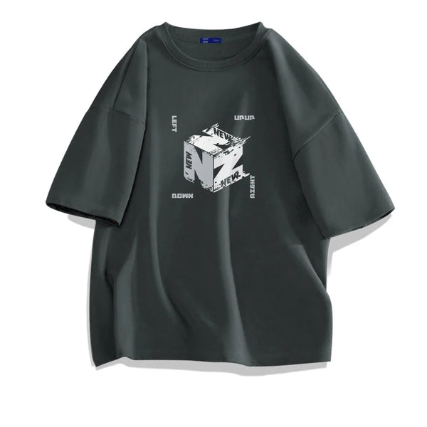 Trapwear Angelcore design – 2024 New Cube Graphic Print T Shirts For Men Personality Fas