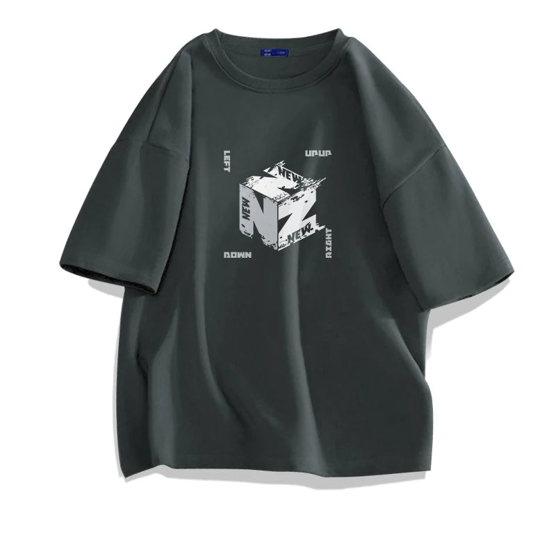 Trapwear Angelcore design – 2024 New Cube Graphic Print T Shirts For Men Personality Fas