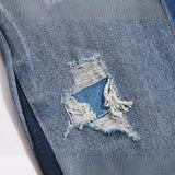 2024 european and american patchwork washed wide denim jeans y2k street wear splicing patches damaged flare pants jeans for men denim street jeans