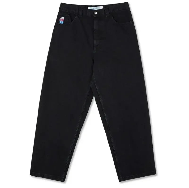 retro deep blue polar big boy baggy jeans mens women gothic wide leg trouser y2k hip hop cartoon embroidery streetwear jeans ripped baggy denim