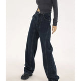 navy blue vintage jeans womans high waist summer wide leg denim trouser baggy streetwear chic design ladies straight jean pants denim street jeans