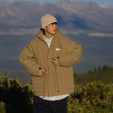 Outdoor Multi Pocket Thicken Man Jacket Winter Retro Warm Camping Cotton-padded Clothes Casual Print Loose Hooded Fashion Coat