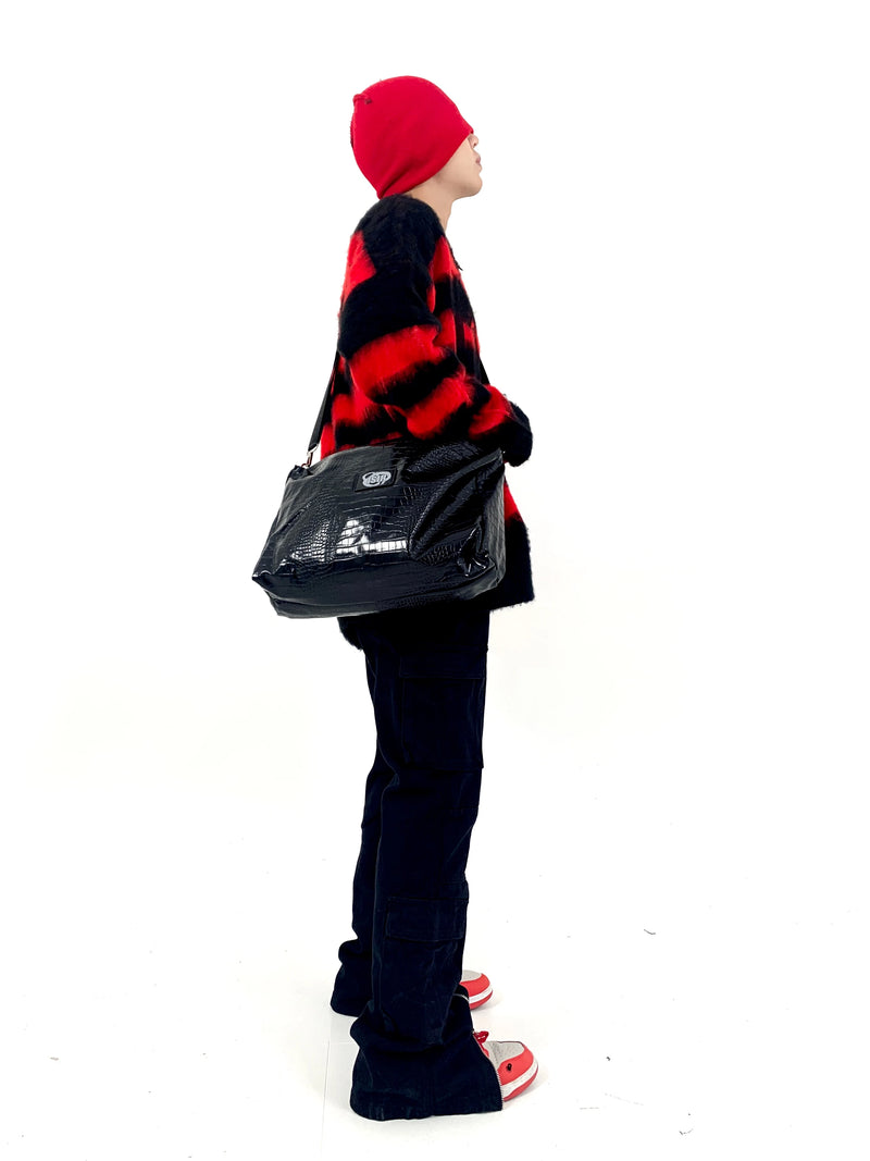 hip hop knitted pullover, bold design pullover, cozy fashion fit, stylish street outfit, modern aesthetic appeal