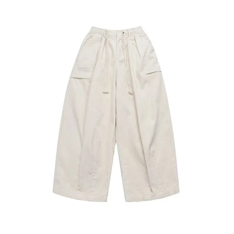 mens casual 2 pcs sets fake two pieces cotton shirt corduroy street wide leg pants sets japanese college retro couples suit unique default style 4571