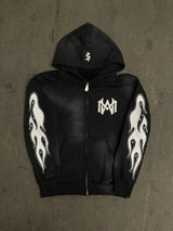 2024 y2k long sleeved zippered printed pullover hoodie hoodie and pants two piece streetwear trendy outfit dark vintage outfit unique default style 2237