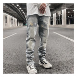 original tie dyed ripped flared denim jean for men streetwear washed hole casual stacked jeans pants mens slim fit jeans 2023 unique jeans style 3750