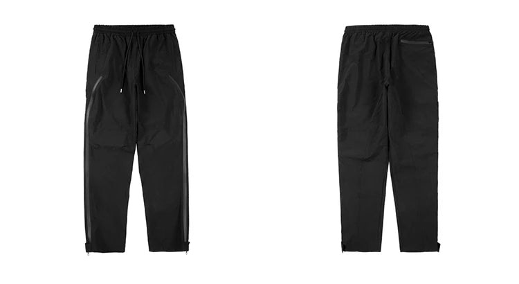 american street wear machine oversized joggers pants rubber side zipper nylon casual pants harajuku mens black track pants unique joggers style 3809