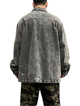 Hip Hop Denim Jeans Shirt Harajuku Retro Washed Letter Embroidery Long Sleeve Shirts for Men High Street Casual Loose Tops Shirt