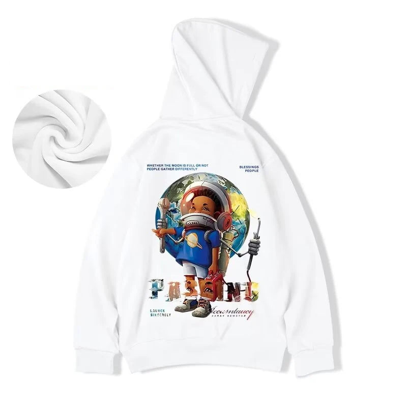 Autumn Anime Astronaut Boy Print Hoodie Sweatshirts Hombre Oversized