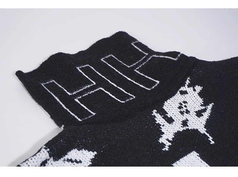 mens turtleneck knitted sweater fashion hip hop harajuku letter sweater retro vintage jumpers casual cotton pullovers sweaters streetwear fashion hoodie, aesthetic street look hoodie, oversized graphic print design